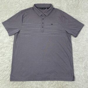 Travis Mathew Shirt Mens XXL Purple Striped Performance Polo Golf Pima Cotton